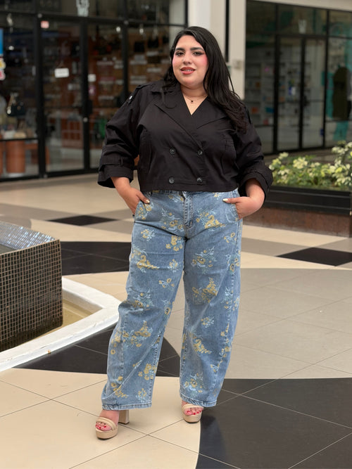 Chamarrina Cropped Estilo Trench Negra