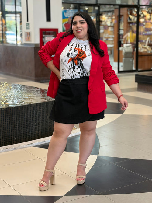 Blazer Sastrero Ruched Sleeves Crimson