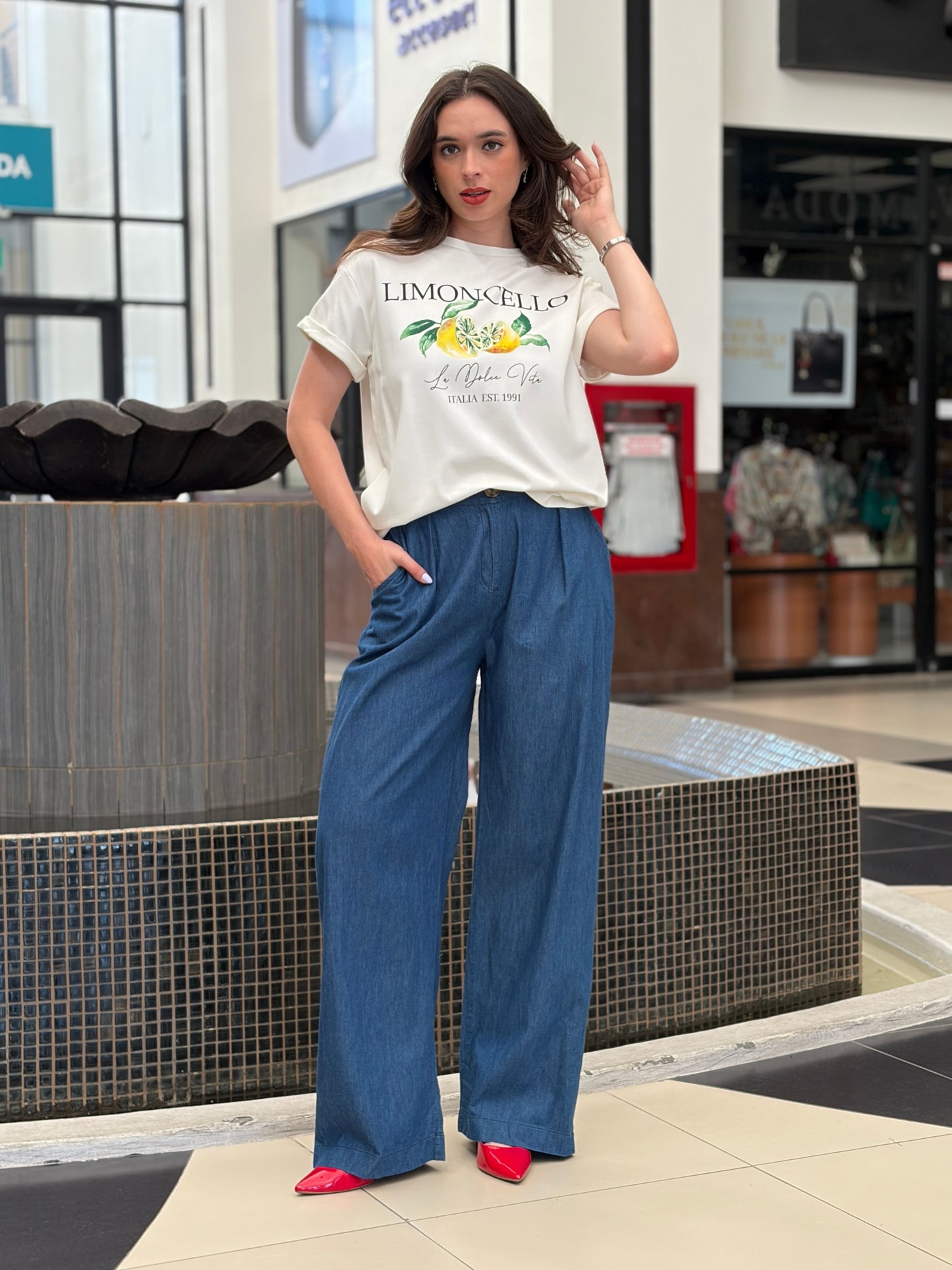 Pantalón Denim Wide-Leg