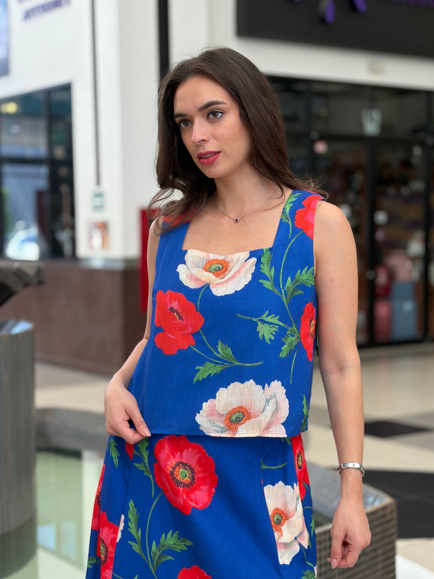 Set de Top y Falda/Short Flores de Amapola