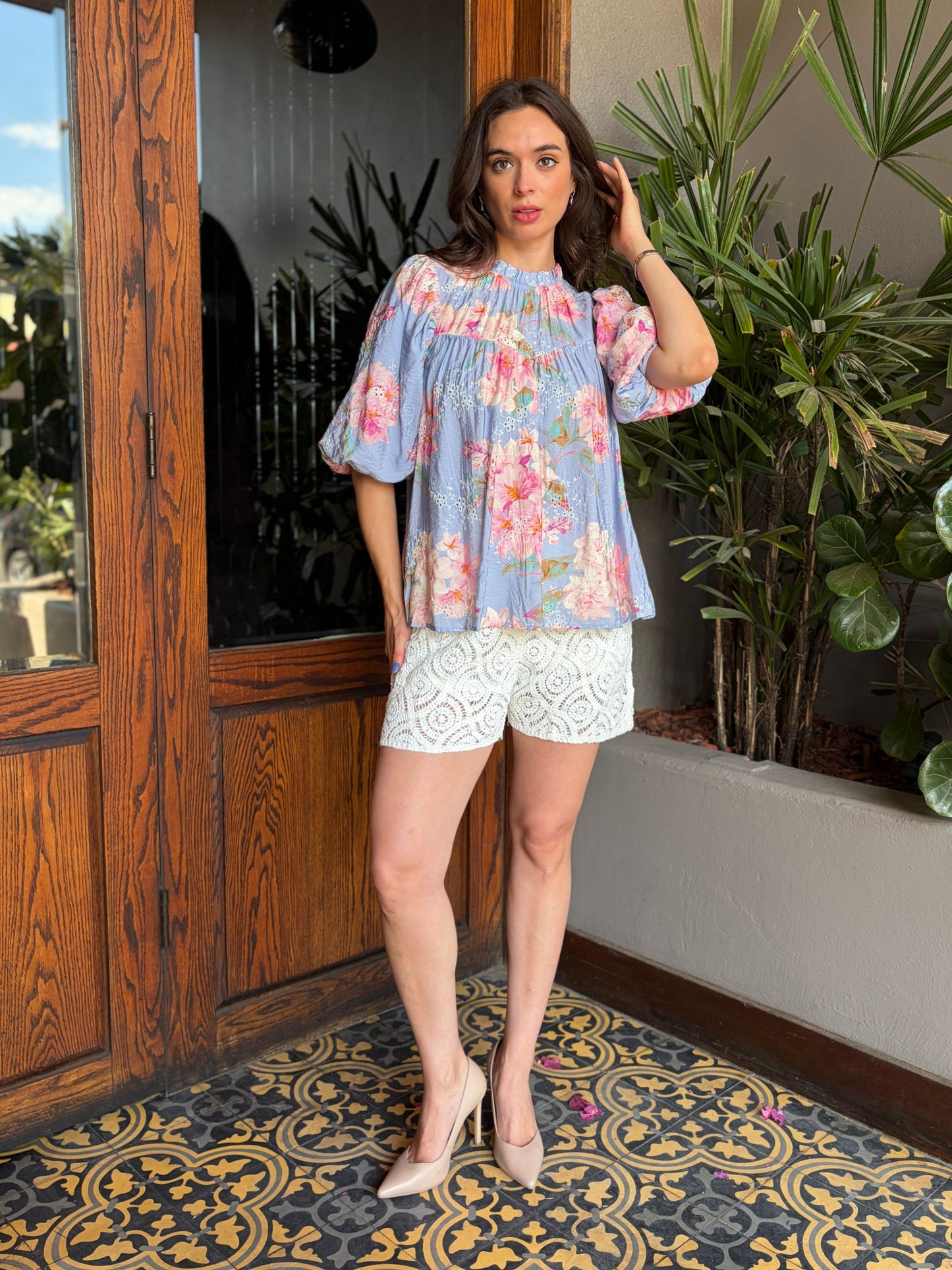 Blusa Provence Lavanda de Bordado Suizo