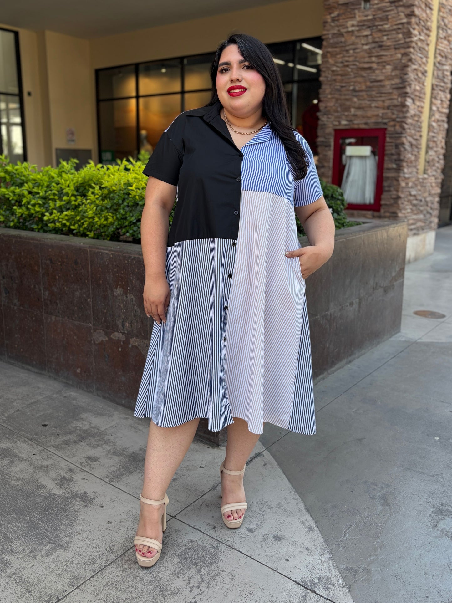 Vestido Camisero Combinado