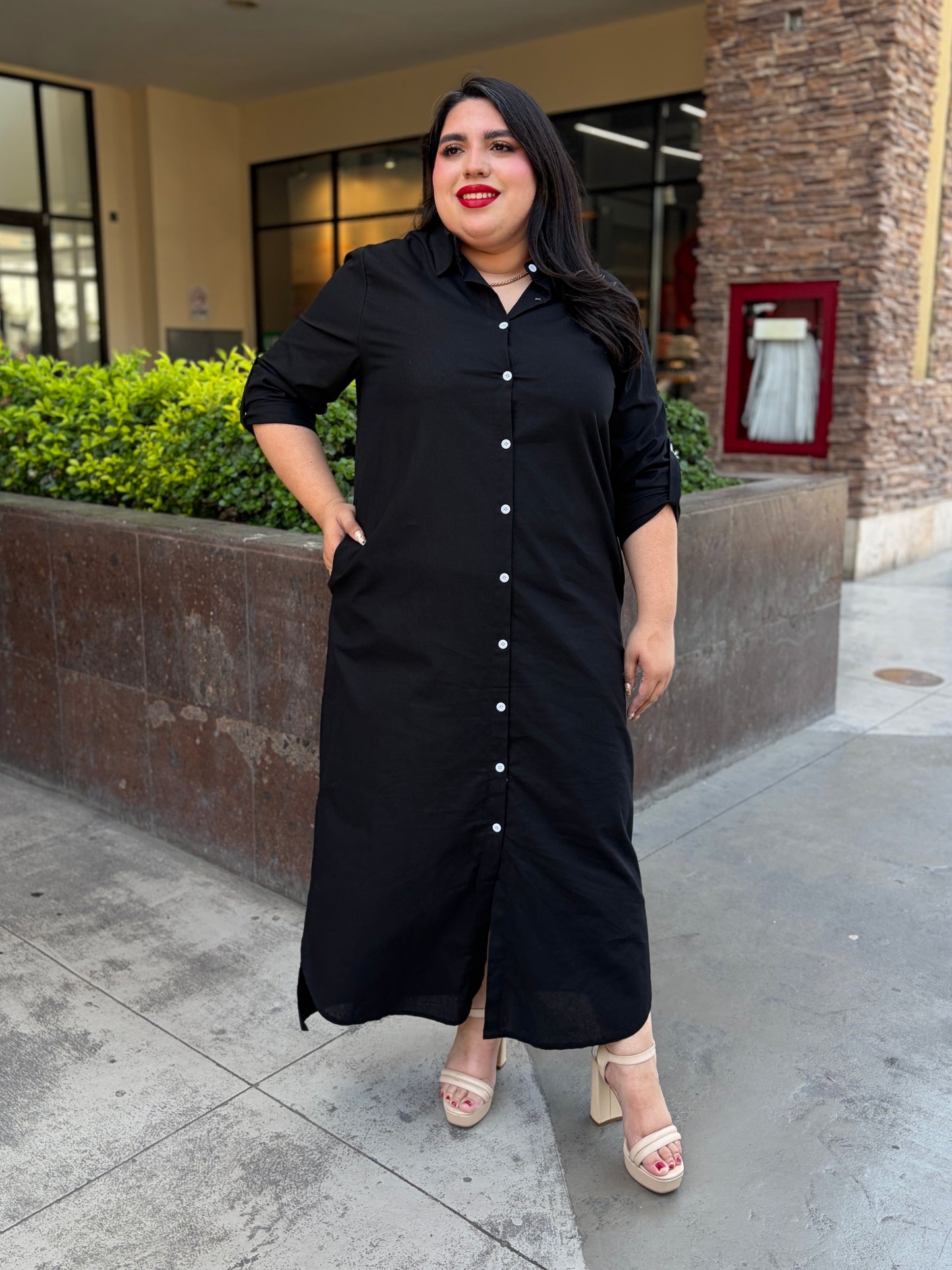 Vestido Maxi Camisero Negro