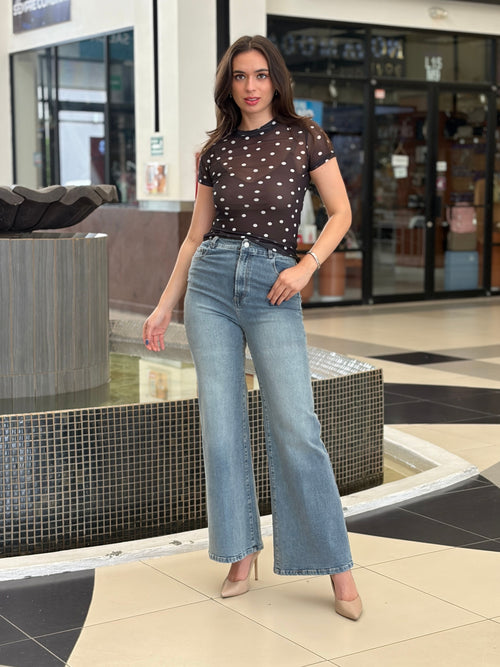 Blusa de Mesh de Lunares