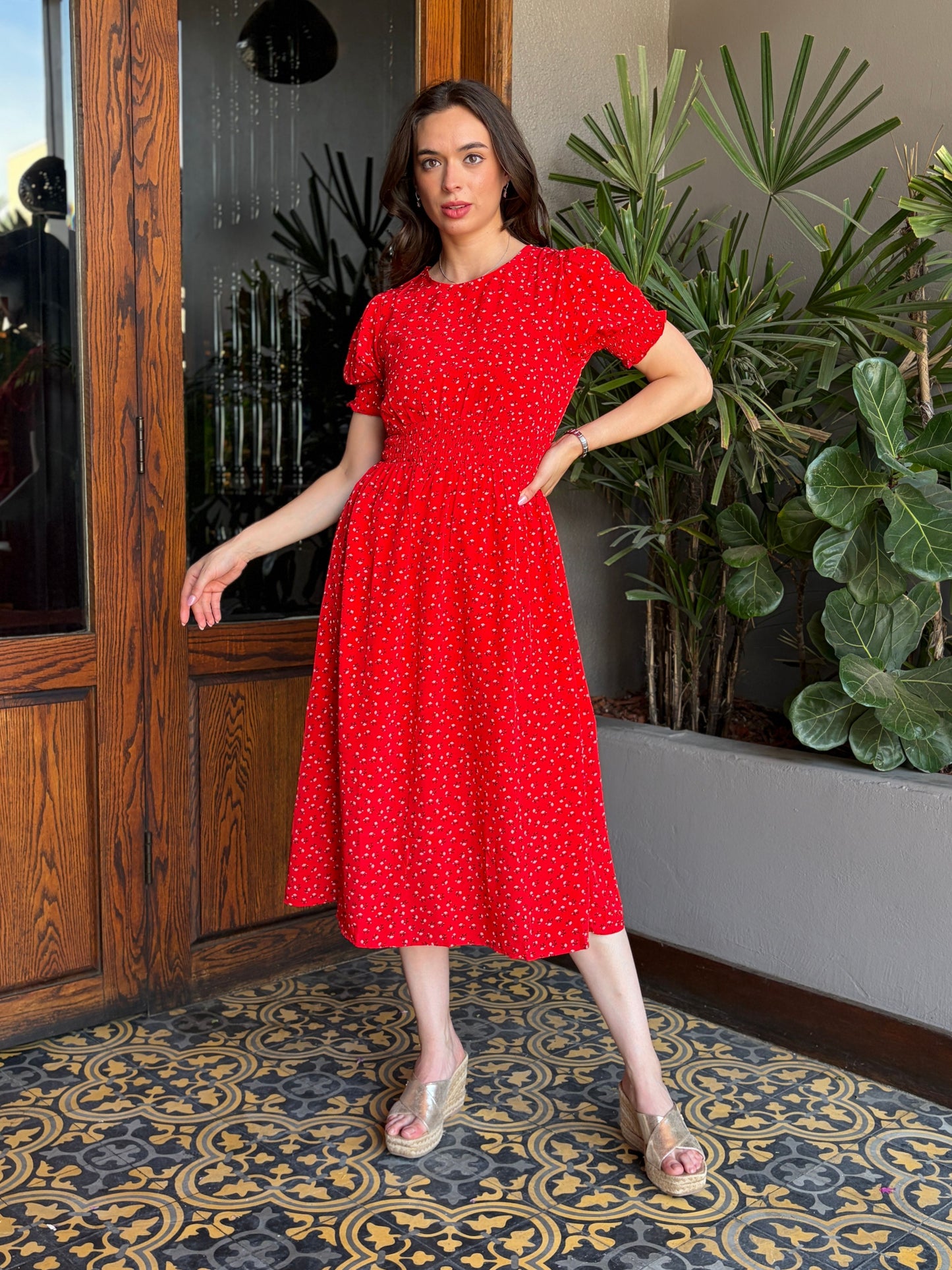 Vestido Midi Red Blossom