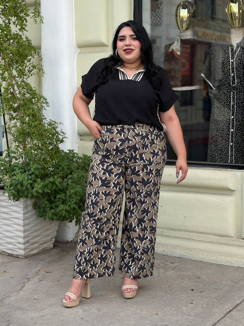 Pantalón Palazo Floral Earth Tones