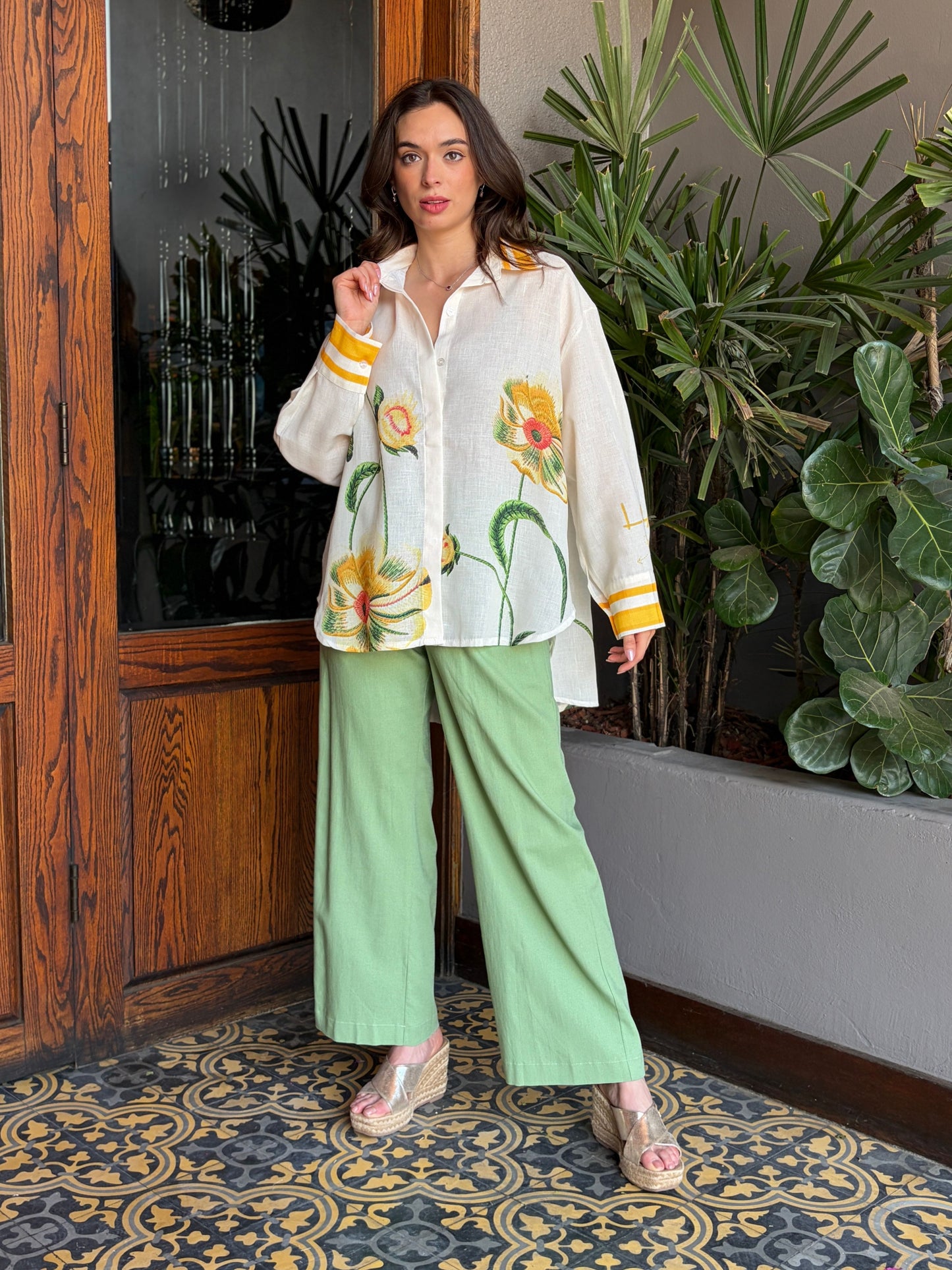 Camisa de Lino Sunflowers Premium