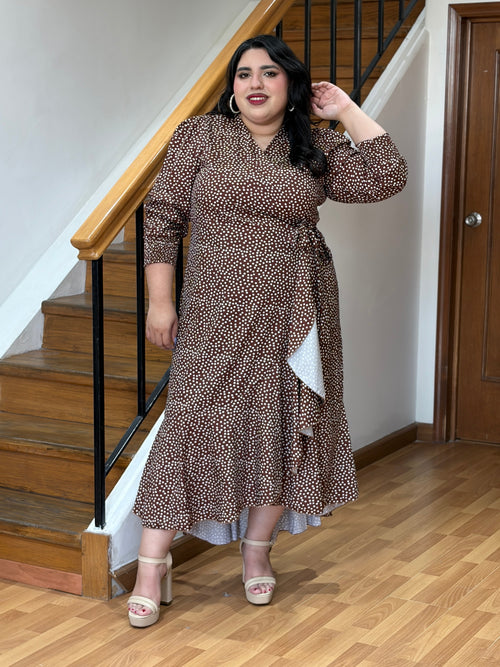 Vestido Wrap Midi Polka Dots