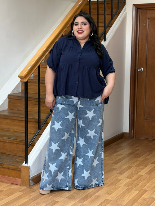 Blusa Holgada Azul Marino
