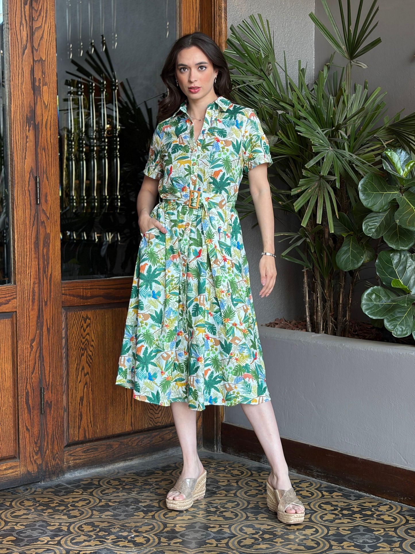 Vestido Tropical en Verde Jungla