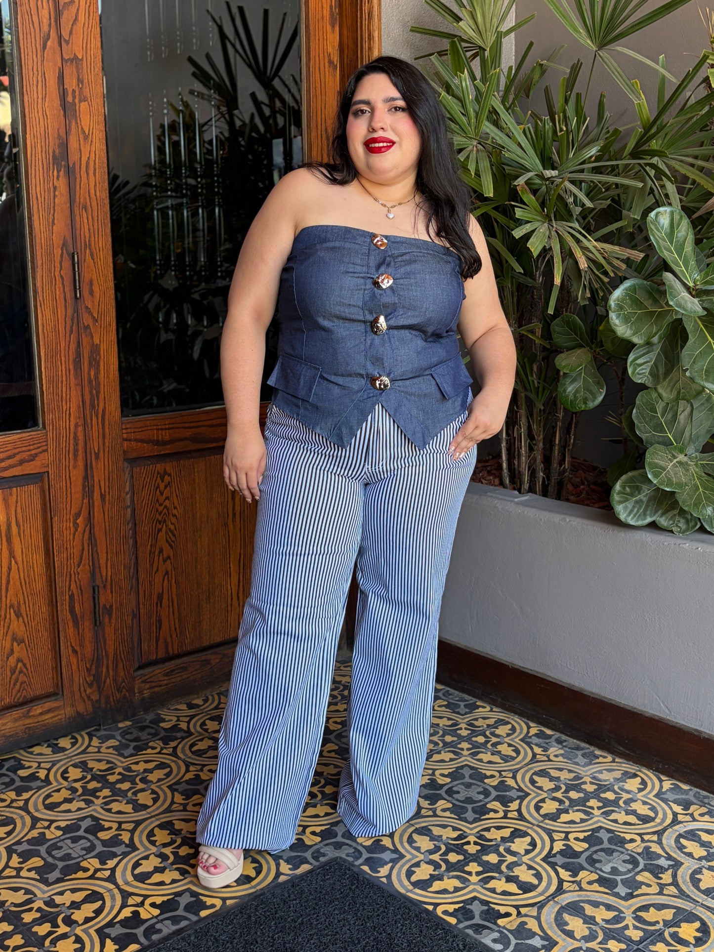 Corsé de Mezclilla Asimétrico Denim Blue