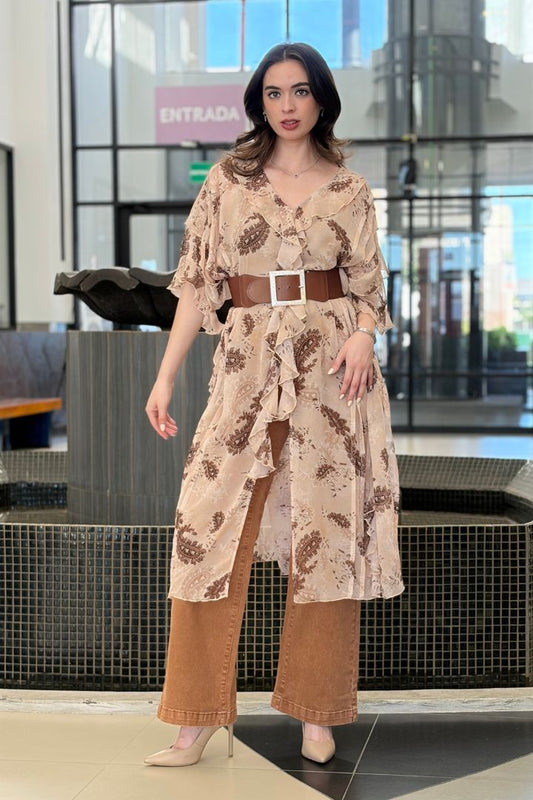 Vestido de Gasa con Volantes
