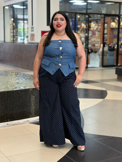 Pantalón Wide Leg Polka Dots de Caída Fluida