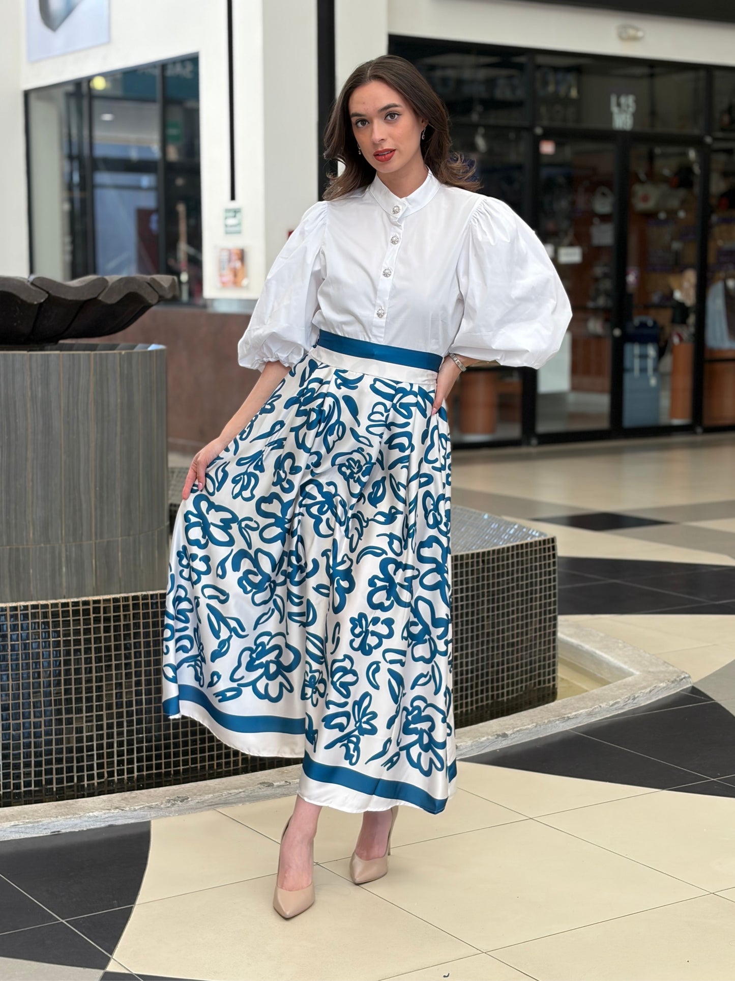 Blusa Popelina Balloon Sleeve