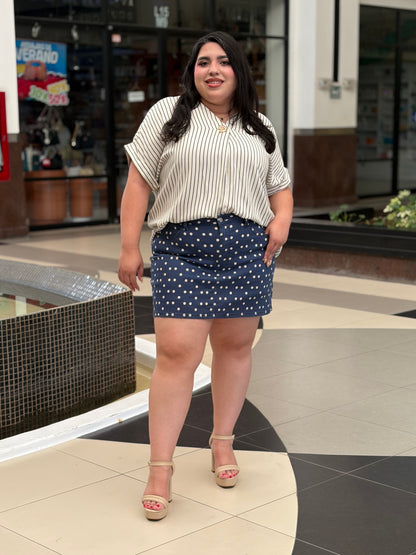 Blusa a Rayas Terracota con Aplicación Central