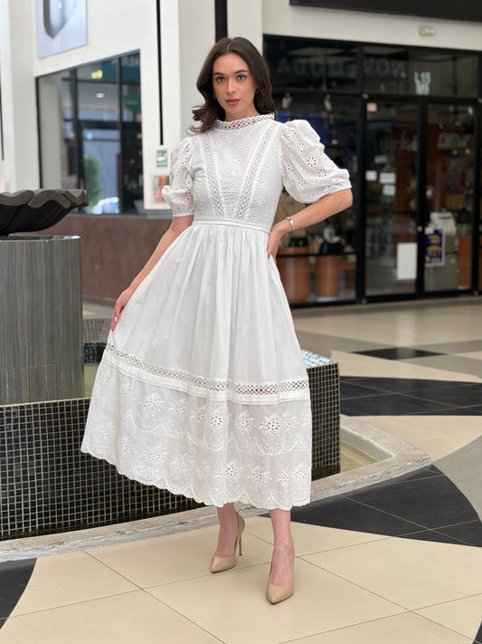 Vestido Maxi Bordado Suizo Imperial