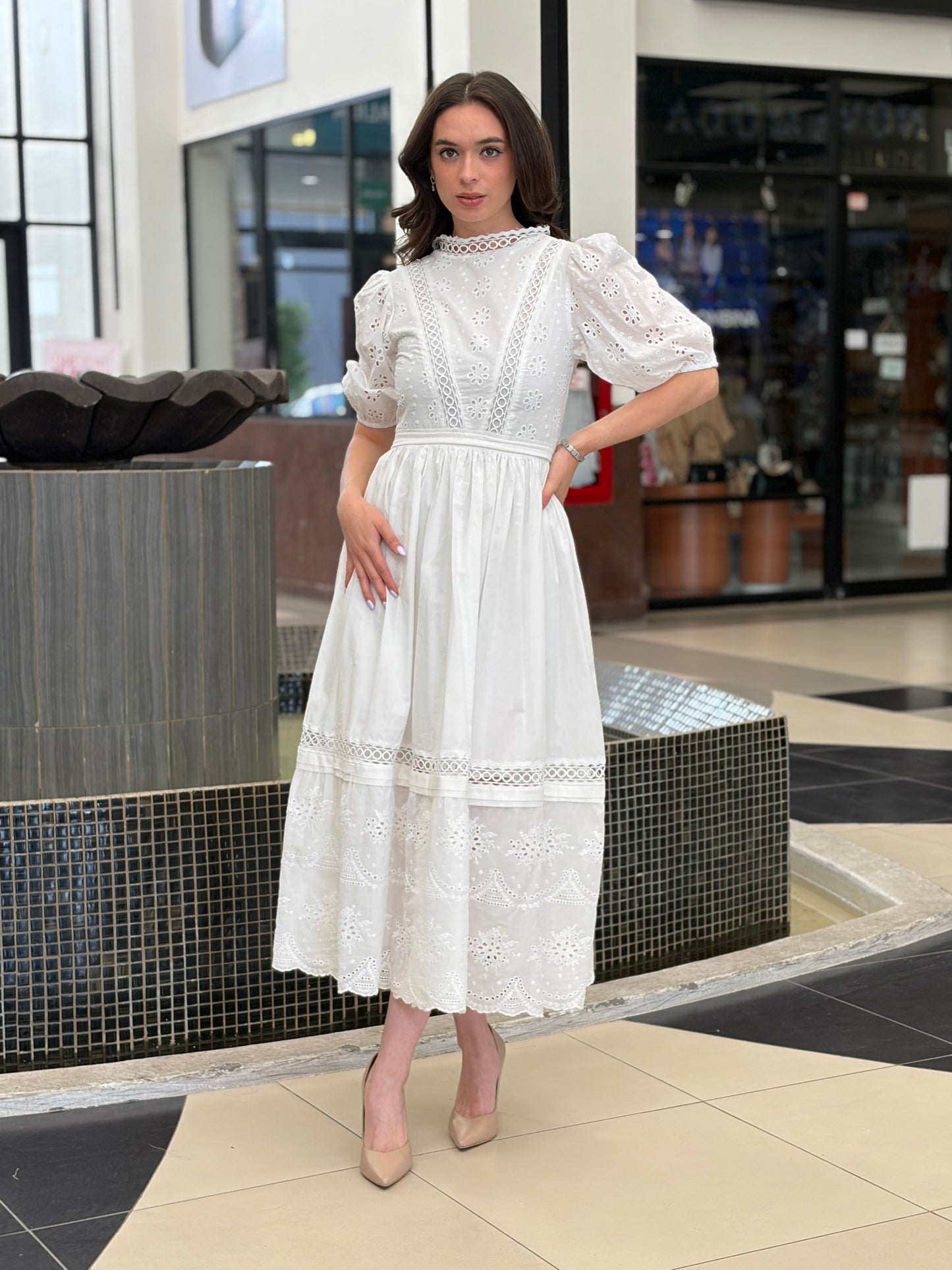 Vestido Maxi Bordado Suizo Imperial