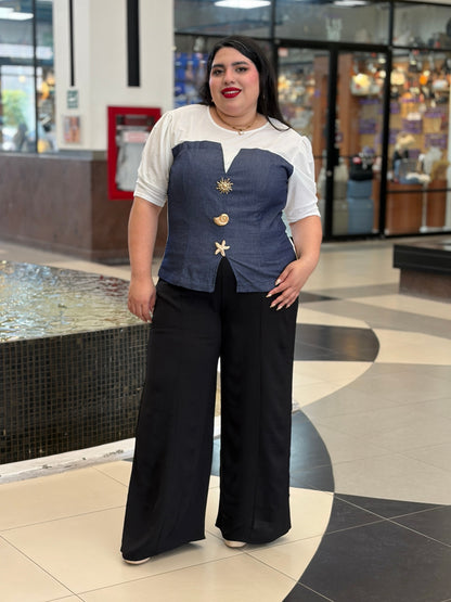 Pantalón Wide Leg Ejecutivo Texturizado