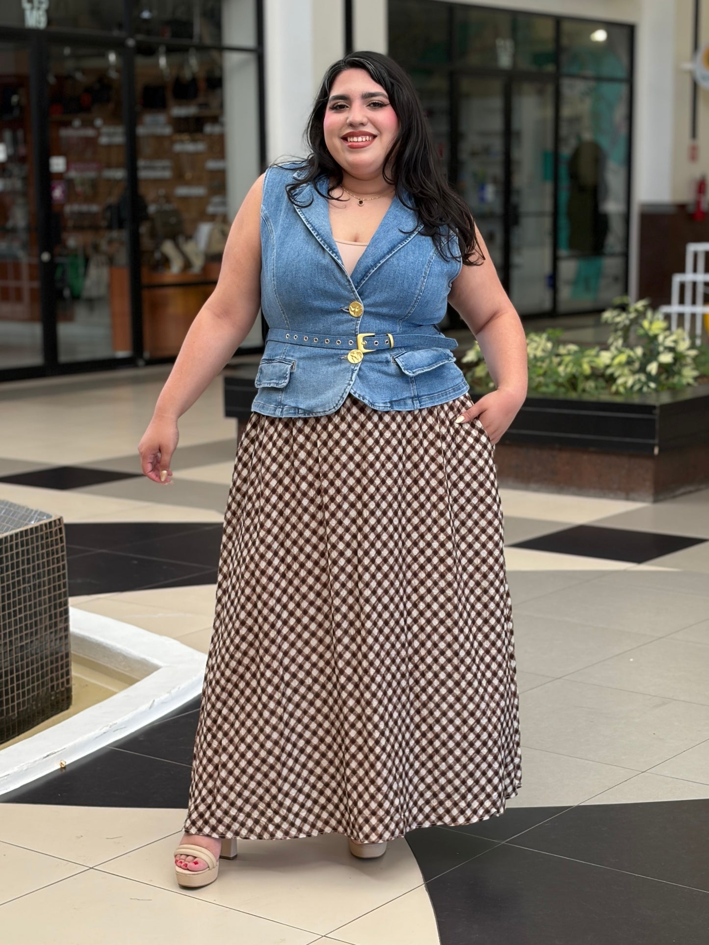 Chaleco / Blusa Denim con Ajuste de Cinto