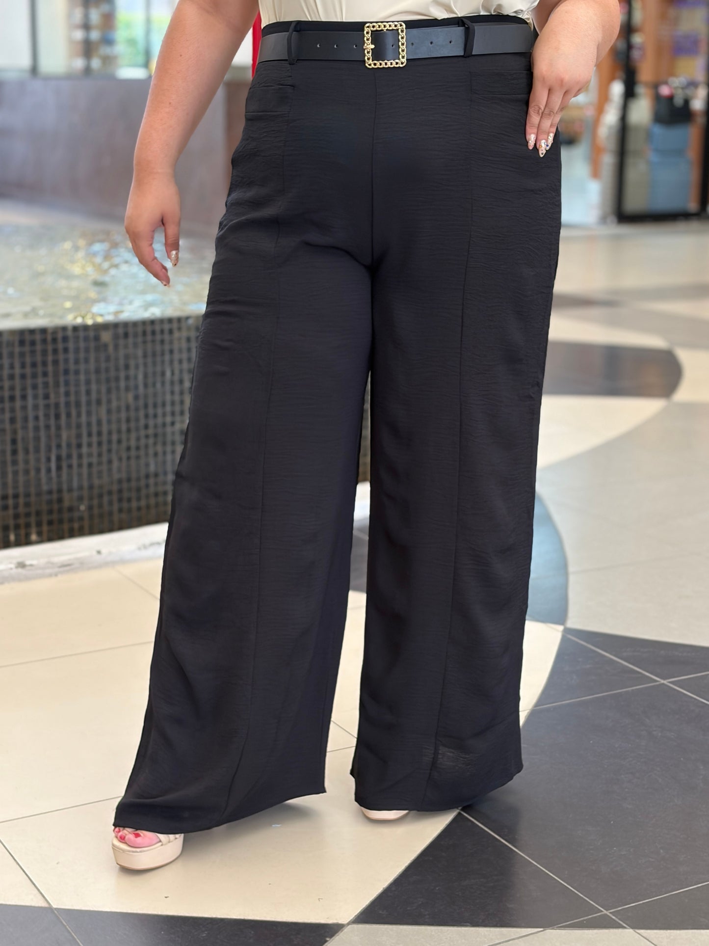 Pantalón Wide Leg Ejecutivo Texturizado
