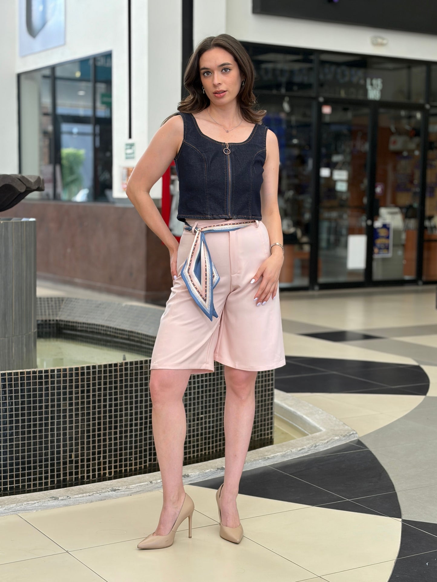 Top Corsetero de Mezclilla con Cierre