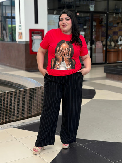 Pantalón Palazzo con Estampado de Rayas.