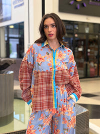 Conjunto Oversize Multi-Pattern Floral & Cuadros