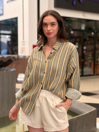 Blusa de Algodón Camisera a Rayas