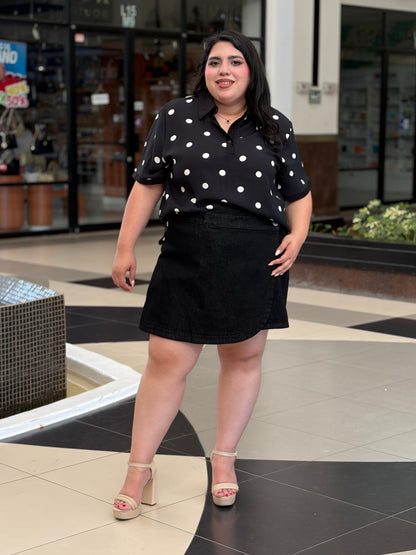 Blusa Tipo Polo de Lunares