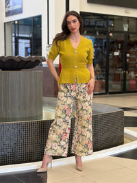 Top de Punto Peplum Knit con Botones Dorados