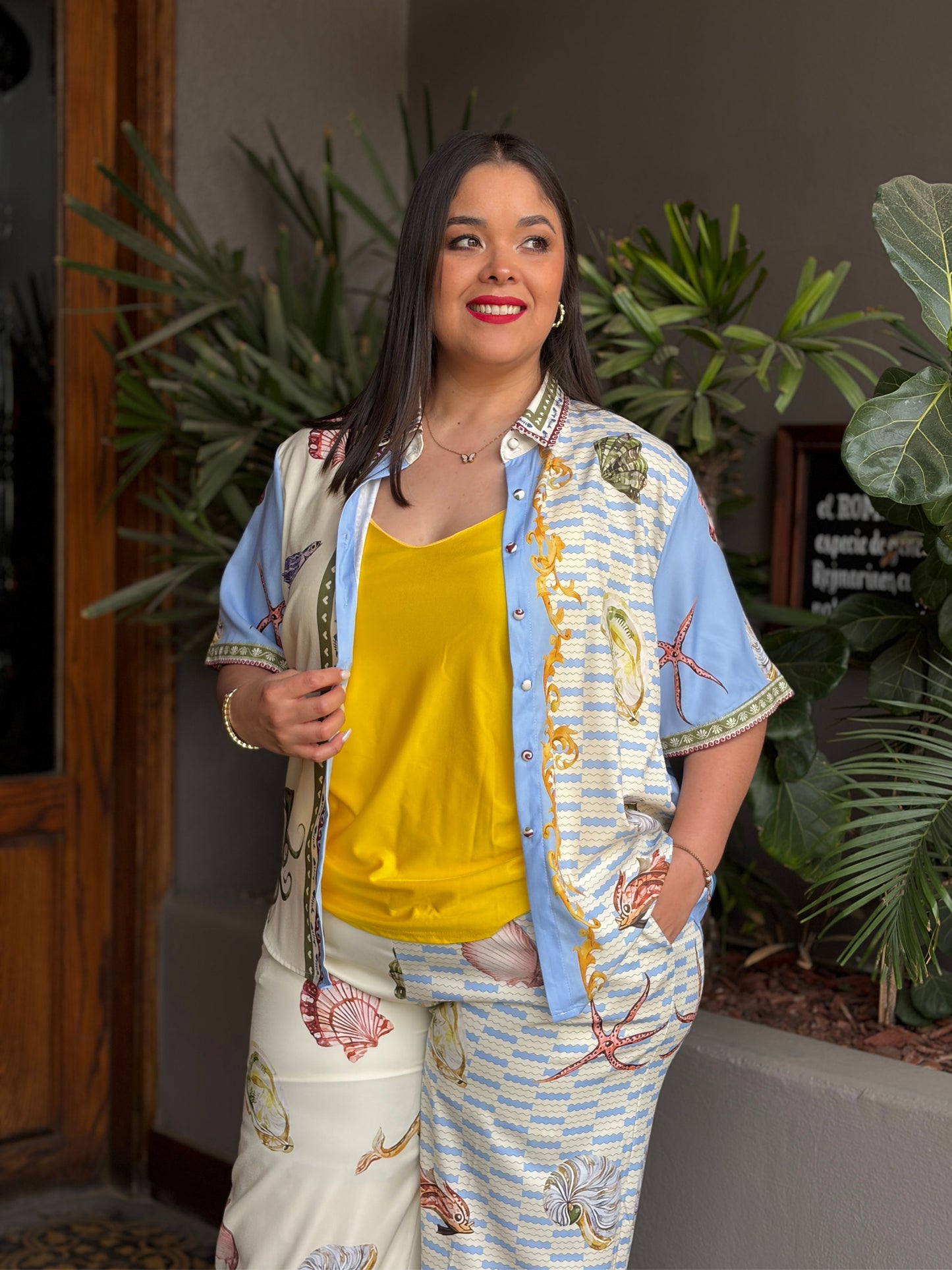 Camisola de alto brillo lisa