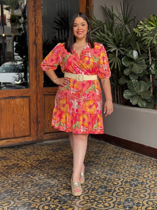 Vestido Wrap Floral Tropical