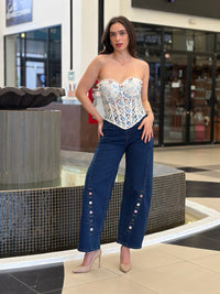 Bustier Corsé Floral con Apliques de Rosas