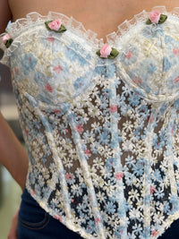 Bustier Corsé Floral con Apliques de Rosas
