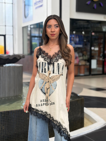 Blusa de Tirantes "Nirvana" con Escote de Encaje