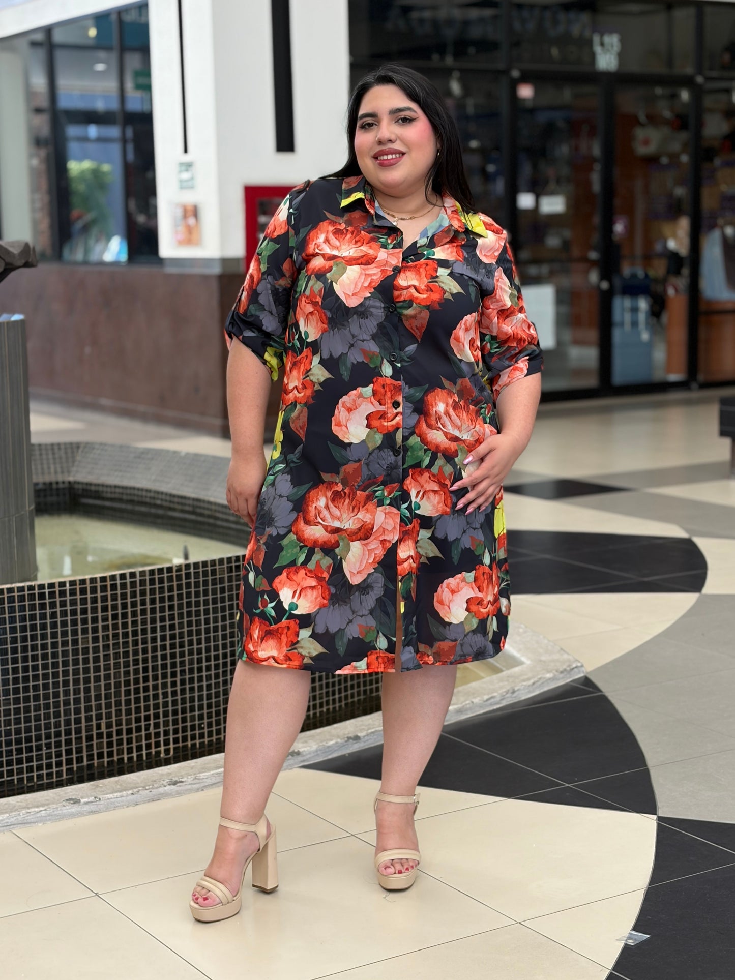 Maxiblusón Camisero Floralia Noir