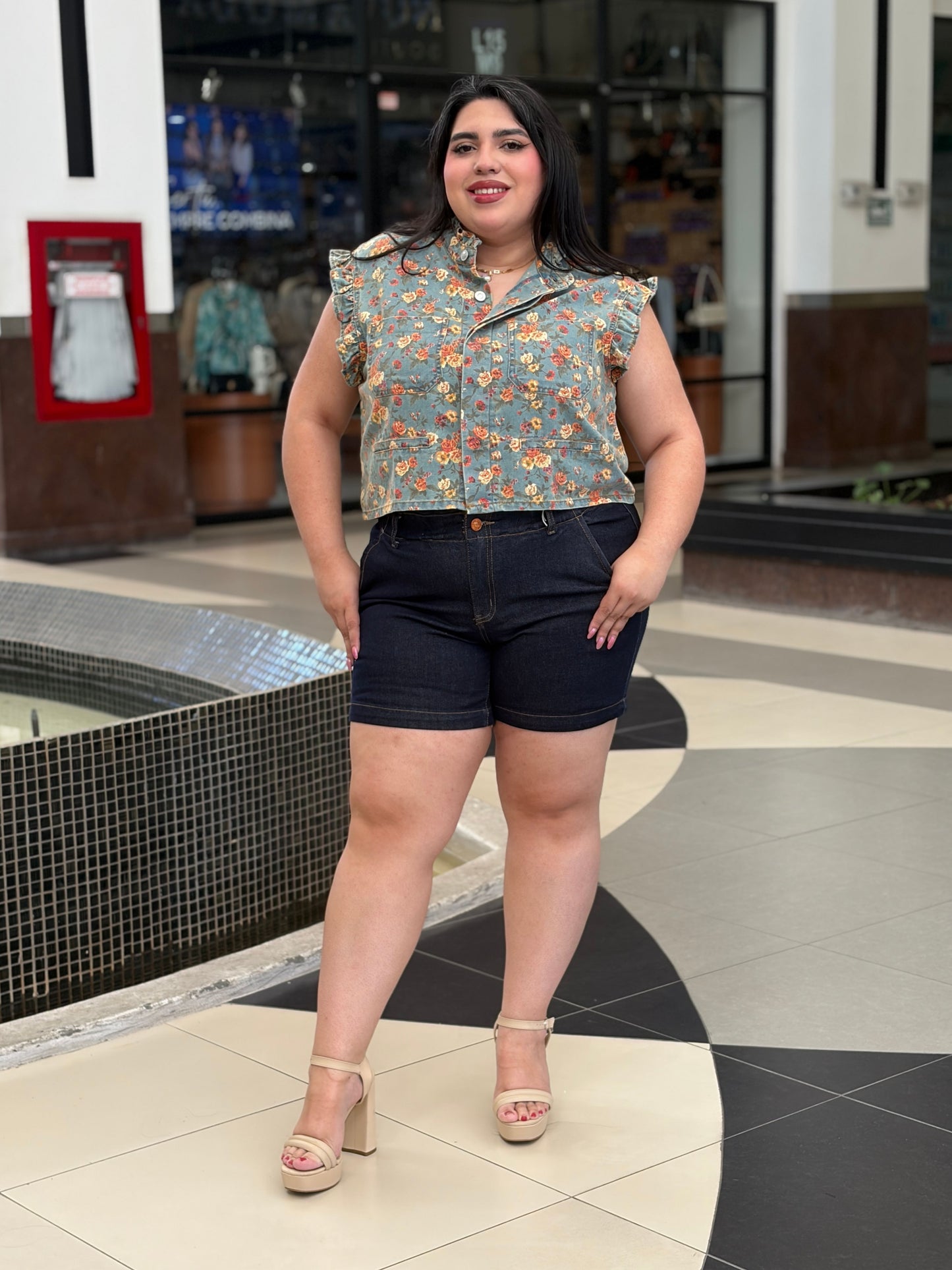 Camisa Corta Estampado Floral