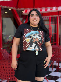 Playera gráfica con perrito y boina