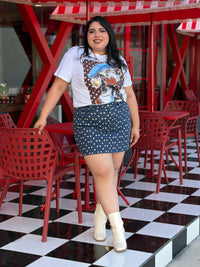 Playera gráfica con perrito y boina
