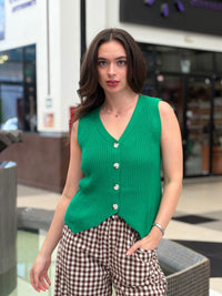 Chaleco Tejido de Punto Verde