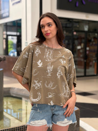 Blusa Holgada Estilo Western/Cowgirl