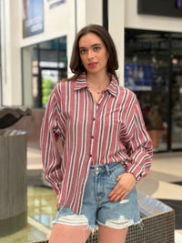 Blusa Camisera Texturizada a Rayas
