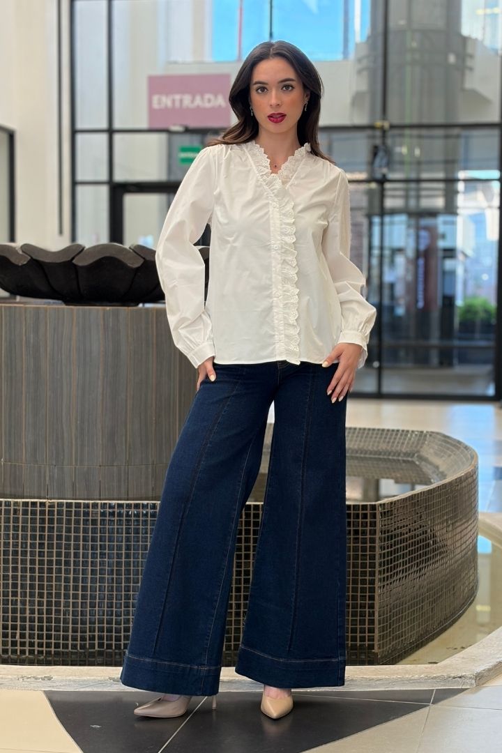 Blusa de Algodón con Broderie