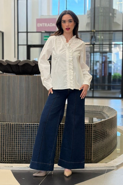 Blusa de Algodón con Broderie