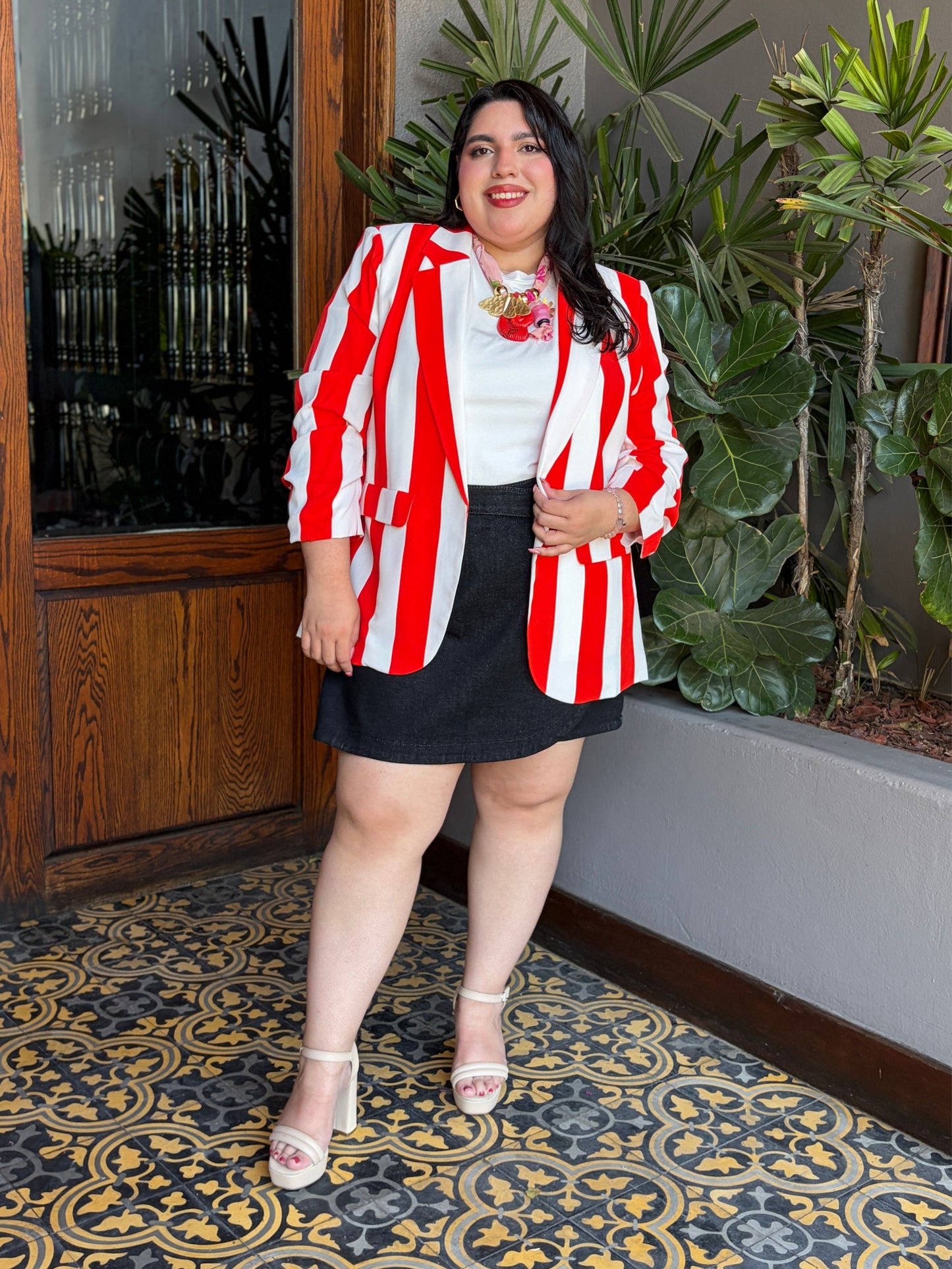 Blazer Sastrero de Rayas Verticales