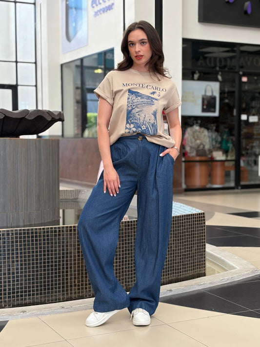 Pantalón Denim Wide-Leg