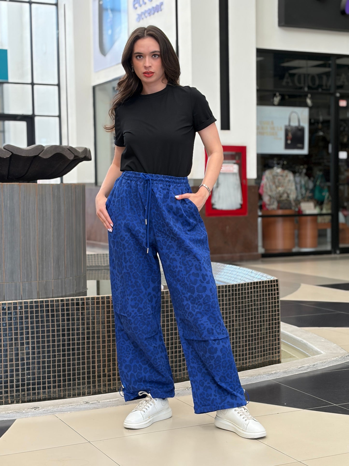 Pantalón Denim Wide-Leg Print