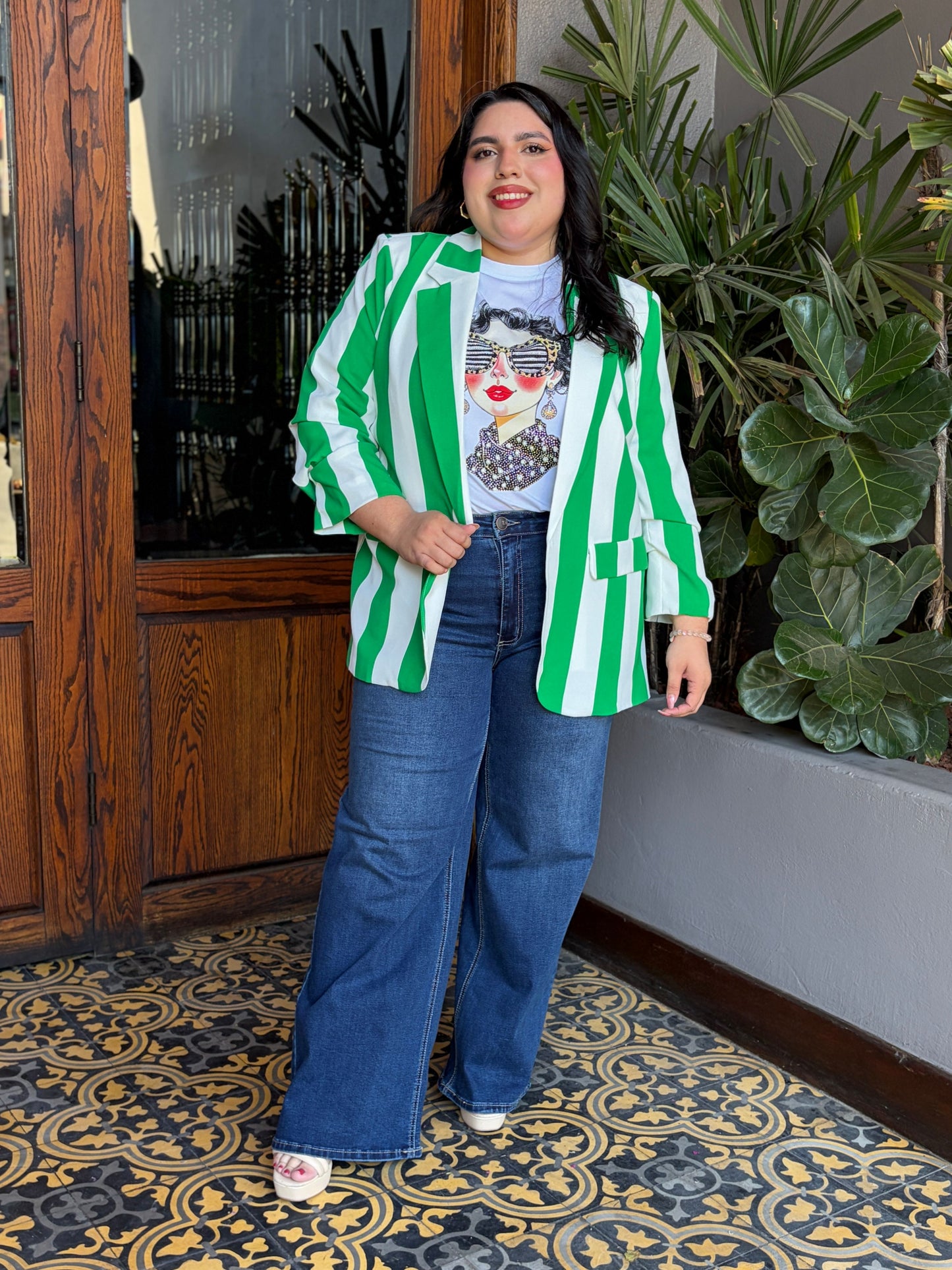 Blazer Sastrero de Rayas Verticales