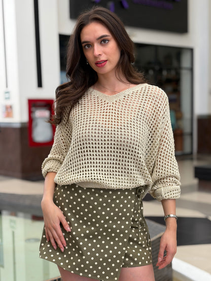 Suéter de Punto Red o Crochet Beige