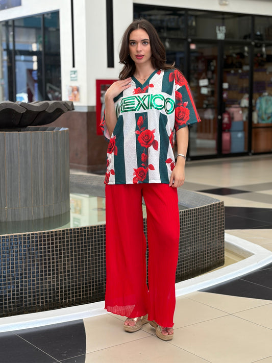 Jersey Deportivo Mesh "MEXICO" Rosas Rojas